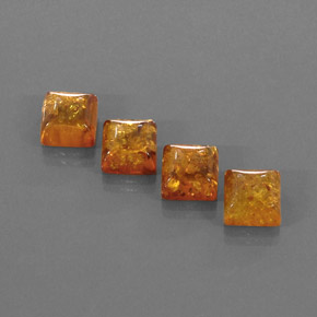 5.35 ct Orange Amber Gemstone, Amber Gem in Square Cabochon Shape for Sale.