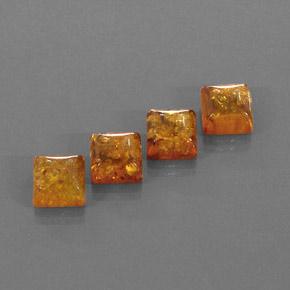 5.35 ct Orange Amber Stone, Natural Amber in Square Cabochon Shape for Sale