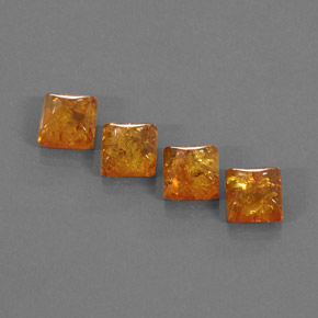 5.03 ct Orange Amber Stone, Natural Amber in Square Cabochon Shape for Sale