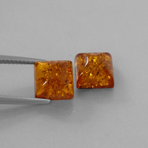 2.65 ct Orange Amber Stone, Natural Amber in Square Cabochon Shape for Sale