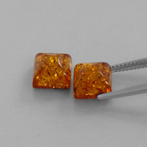 Amber Gemstone in 8 x 8 mm (calibrated) Size for Sale, Amber Stone in Yellow Orange Color