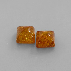2.51 ct Orange Amber Gemstone, Amber Gem in Square Cabochon Shape for Sale.