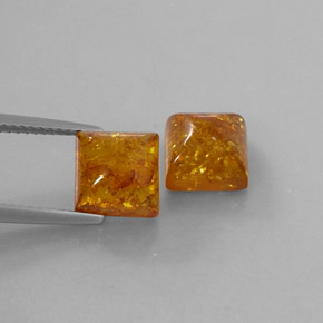2.51 ct Orange Amber Stone, Natural Amber in Square Cabochon Shape for Sale