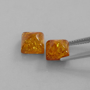 Amber Gemstone in 8 x 8 mm (calibrated) Size for Sale, Amber Stone in Yellow Orange Color
