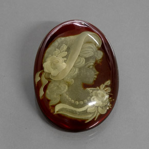 18.89 ct Brown Amber Gemstone, Amber Gem in Carved Cameo Shape for Sale.