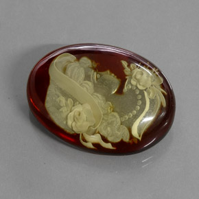 Amber Gemstone in 31.8 x 23.2 mm Size for Sale, Amber Stone in Orange Brown Color