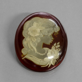 19.78 ct Brown Amber Gemstone, Amber Gem in Carved Cameo Shape for Sale.