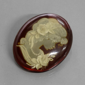 19.78 ct Brown Amber Stone, Natural Amber in Carved Cameo Shape for Sale