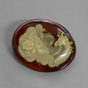 Amber Gemstone in 30.9 x 24.9 mm Size for Sale, Amber Stone in Orange Brown Color