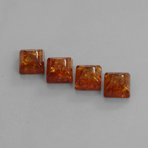 5.17 ct Orange Amber Gemstone, Amber Gem in Square Cabochon Shape for Sale.