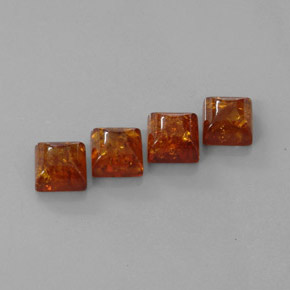 5.17 ct Orange Amber Stone, Natural Amber in Square Cabochon Shape for Sale