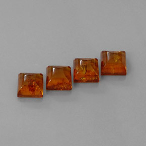 4.97 ct Orange Amber Stone, Natural Amber in Square Cabochon Shape for Sale