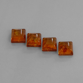 Amber Gemstone in 8 x 8 mm (calibrated) Size for Sale, Amber Stone in Yellow Orange Color