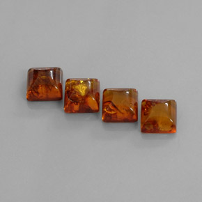 5.03 ct Orange Amber Gemstone, Amber Gem in Square Cabochon Shape for Sale.