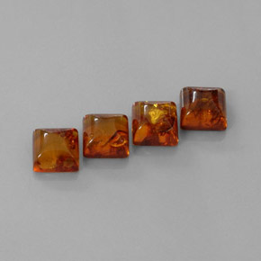5.03 ct Orange Amber Stone, Natural Amber in Square Cabochon Shape for Sale