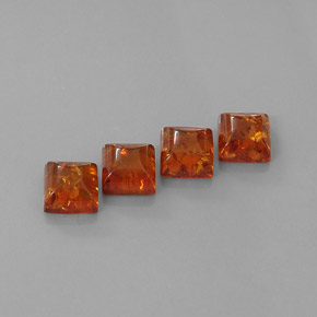 4.85 ct Orange Amber Stone, Natural Amber in Square Cabochon Shape for Sale