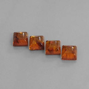 5.08 ct Orange Amber Gemstone, Amber Gem in Square Cabochon Shape for Sale.