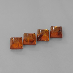 5.08 ct Orange Amber Stone, Natural Amber in Square Cabochon Shape for Sale