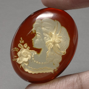 23.16 ct Orange Amber Stone, Natural Amber in Carved Cameo Shape for Sale