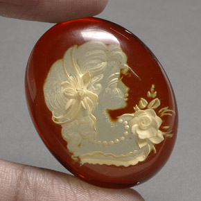 Amber Gemstone in 35.4 x 28.2 mm Size for Sale, Amber Stone in Yellow Orange Color
