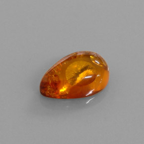 2.61 ct Orange Amber Gemstone, Amber Gem in Pear Cabochon Shape for Sale.