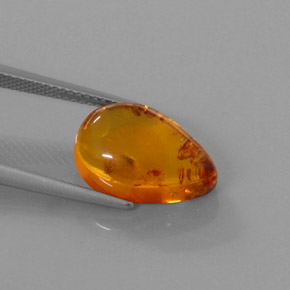 2.61 ct Orange Amber Stone, Natural Amber in Pear Cabochon Shape for Sale