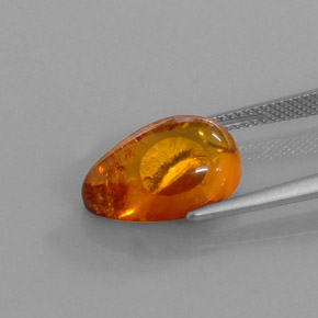 Amber Gemstone in 15 x 10 mm (calibrated) Size for Sale, Amber Stone in Yellow Orange Color