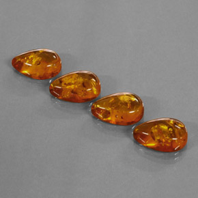 10.11 ct Orange Amber Gemstone, Amber Gem in Pear Cabochon Shape for Sale.