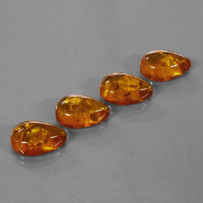 10.11 ct Orange Amber Stone, Natural Amber in Pear Cabochon Shape for Sale