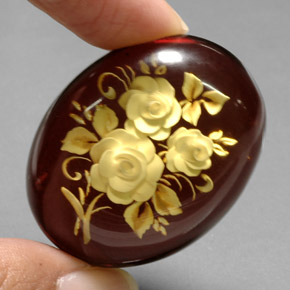 Amber Gemstone in 36.2 x 28.3 mm Size for Sale, Amber Stone in Orange Brown Color