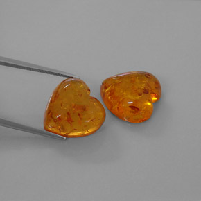 10.17 ct Orange Amber Gemstone, Amber Gem in Heart Cabochon Shape for Sale.