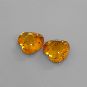 11.18 ct Orange Amber Stone, Natural Amber in Heart Cabochon Shape for Sale