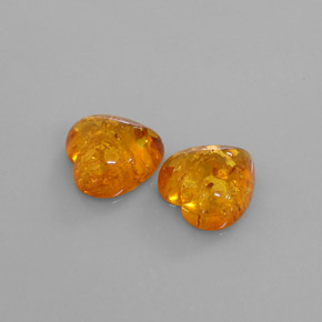 11.12 ct Orange Amber Stone, Natural Amber in Heart Cabochon Shape for Sale