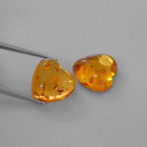 11.12 ct Orange Amber Gemstone, Amber Gem in Heart Cabochon Shape for Sale.