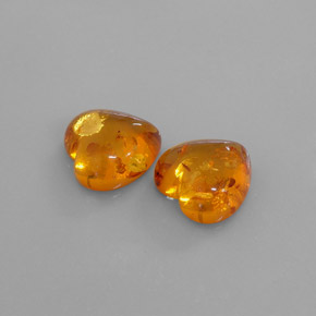 11.12 ct Orange Amber Stone, Natural Amber in Heart Cabochon Shape for Sale
