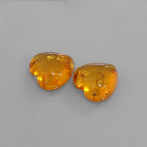 11.34 ct Orange Amber Stone, Natural Amber in Heart Cabochon Shape for Sale