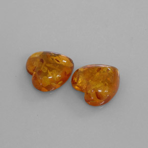 9.41 ct Orange Amber Stone, Natural Amber in Heart Cabochon Shape for Sale