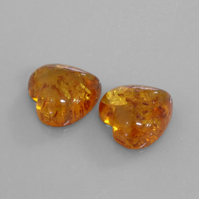 11.11 ct Orange Amber Stone, Natural Amber in Heart Cabochon Shape for Sale