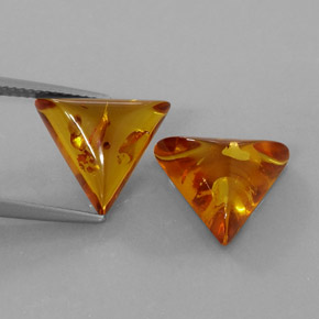 3.63 ct Orange Amber Stone, Natural Amber in Trillion Cabochon Shape for Sale
