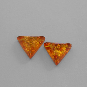 3.62 ct Orange Amber Stone, Natural Amber in Trillion Cabochon Shape for Sale