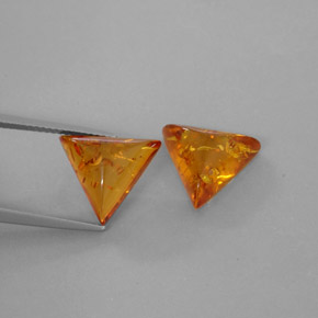 3.63 ct Orange Amber Gemstone, Amber Gem in Trillion Cabochon Shape for Sale.