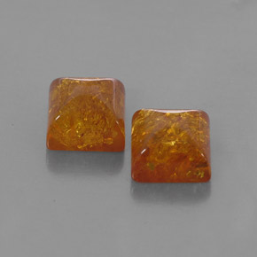 2.63 ct Orange Amber Stone, Natural Amber in Square Cabochon Shape for Sale