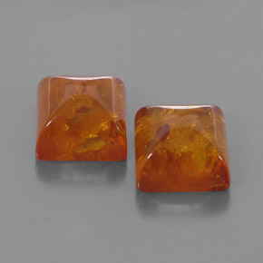 2.57 ct Orange Amber Stone, Natural Amber in Square Cabochon Shape for Sale