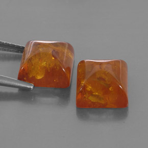 Amber Gemstone in 8 x 8 mm (calibrated) Size for Sale, Amber Stone in Yellow Orange Color