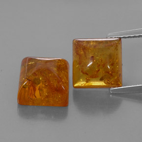 2.54 ct Orange Amber Gemstone, Amber Gem in Square Cabochon Shape for Sale.
