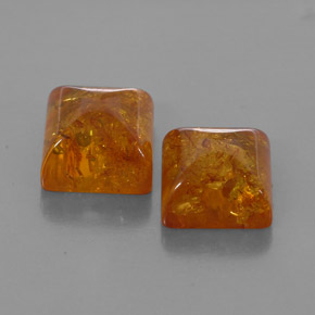 2.54 ct Orange Amber Stone, Natural Amber in Square Cabochon Shape for Sale