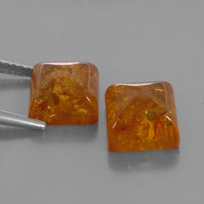 Amber Gemstone in 8 x 8 mm (calibrated) Size for Sale, Amber Stone in Yellow Orange Color