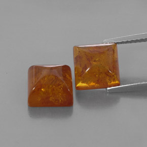 2.48 ct Orange Amber Gemstone, Amber Gem in Square Cabochon Shape for Sale.