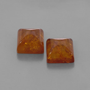 2.48 ct Orange Amber Stone, Natural Amber in Square Cabochon Shape for Sale