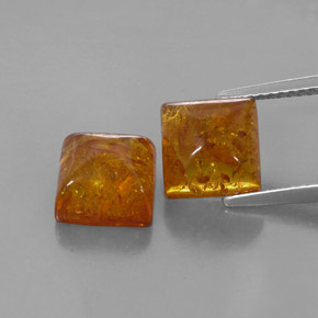 2.60 ct Orange Amber Gemstone, Amber Gem in Square Cabochon Shape for Sale.